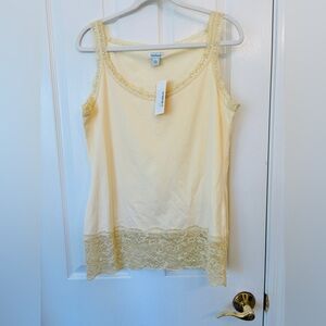 Sundance Yellow Lace Trim Camisole Women’s Size Large New #67343-L-MZE